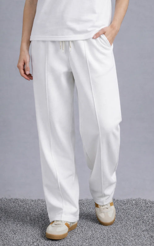 WHITE-Relaxed-Fit Baggy Tousers