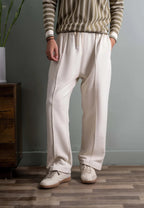 Relaxed Fit Platted Trouser - Cream Beige