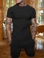 Men's Solid Multicolor Short Sleeve T-Shirt Suit
