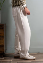 Relaxed Fit Platted Trouser - Cream Beige