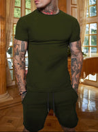 Men's Solid Multicolor Short Sleeve T-Shirt Suit