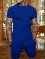 Men's Solid Multicolor Short Sleeve T-Shirt Suit