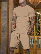 Men's Solid Multicolor Short Sleeve T-Shirt Suit