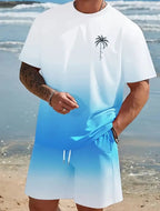 Men's Solid Multicolor Short Sleeve T-Shirt Suit